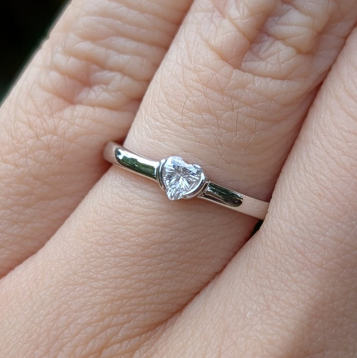The Coeur — 0.3CT Heart Cut Moissanite Ring | Half Bezel