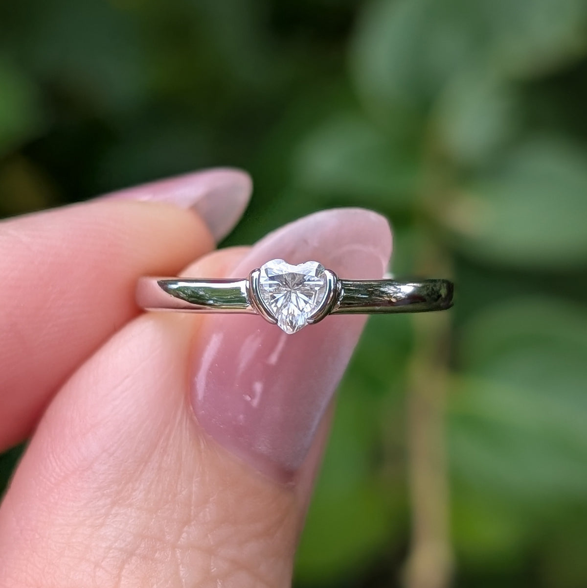 The Coeur — 0.3CT Heart Cut Moissanite Ring | Half Bezel