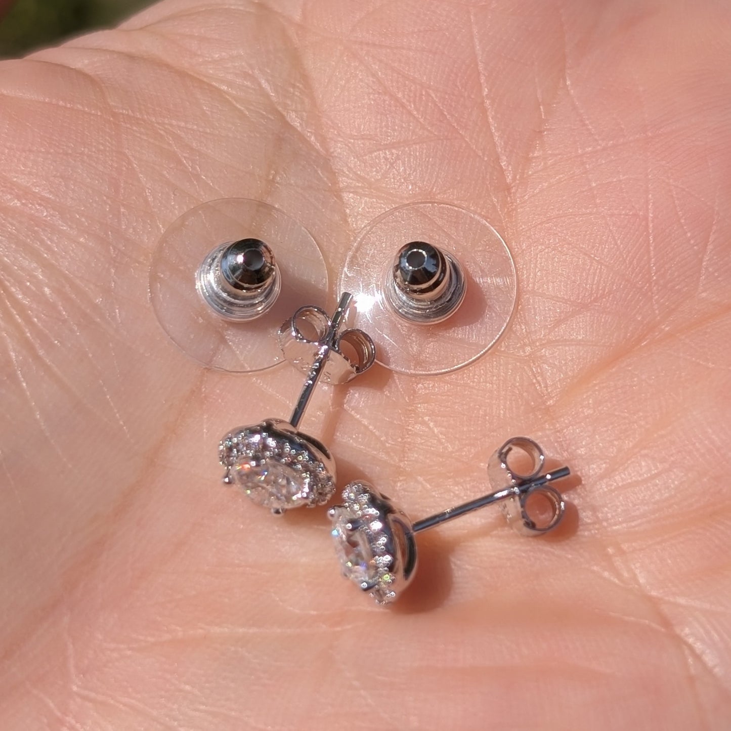 The Étoile Halo Studs Silver — Round Brilliant Moissanite Earrings