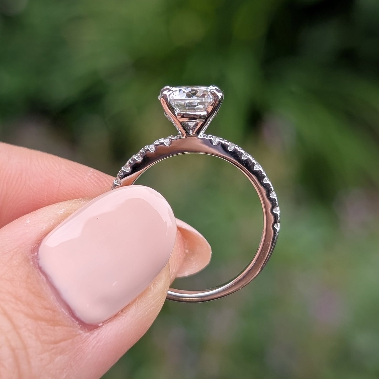 The Celeste — 1.2CT Round Brilliant Moissanite Ring | Pavé Band