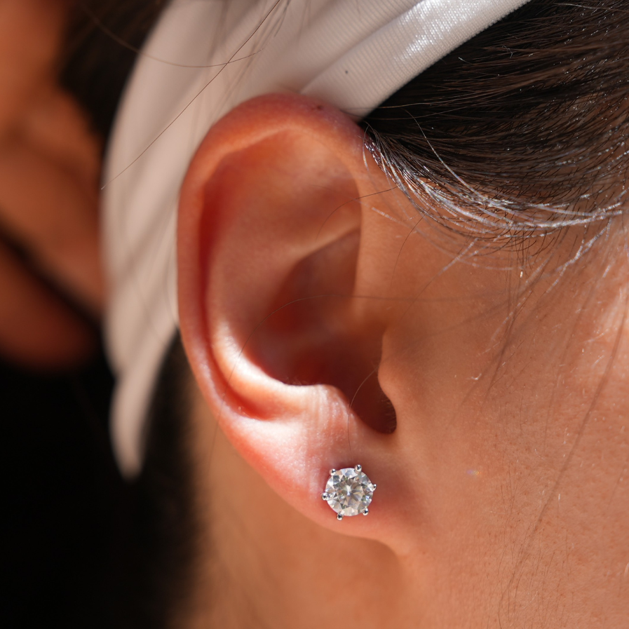 The Lumière Studs Silver — Round Brilliant Moissanite Stud Earrings
