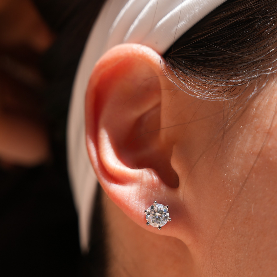 The Lumière Studs Silver — Round Brilliant Moissanite Stud Earrings