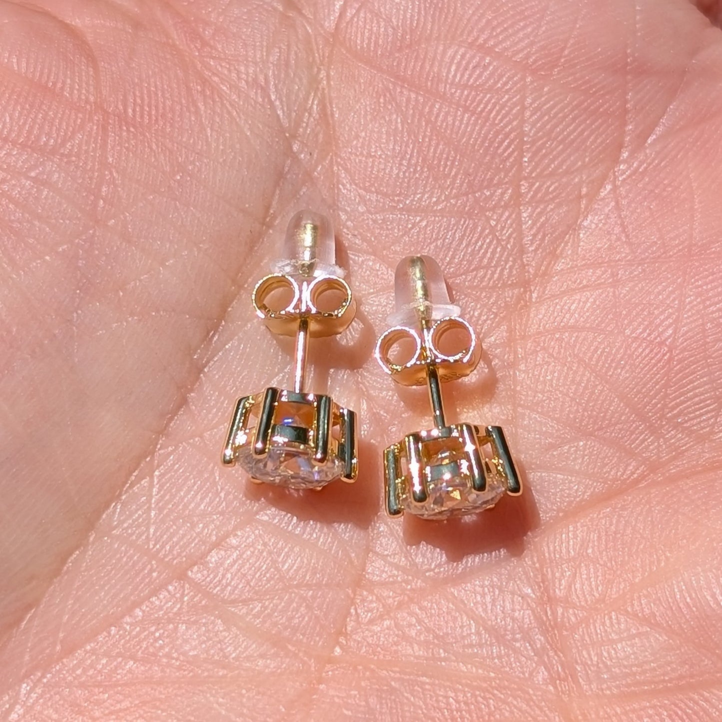 The Lumière Studs Gold — Round Brilliant Moissanite Stud Earrings | 14K Gold-Plated
