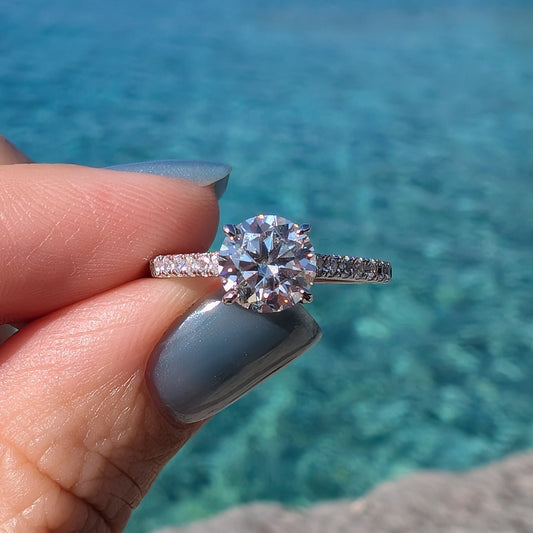 Cupid's Secret Petite — 1CT Round Brilliant Moissanite Ring | Hidden Heart Gallery