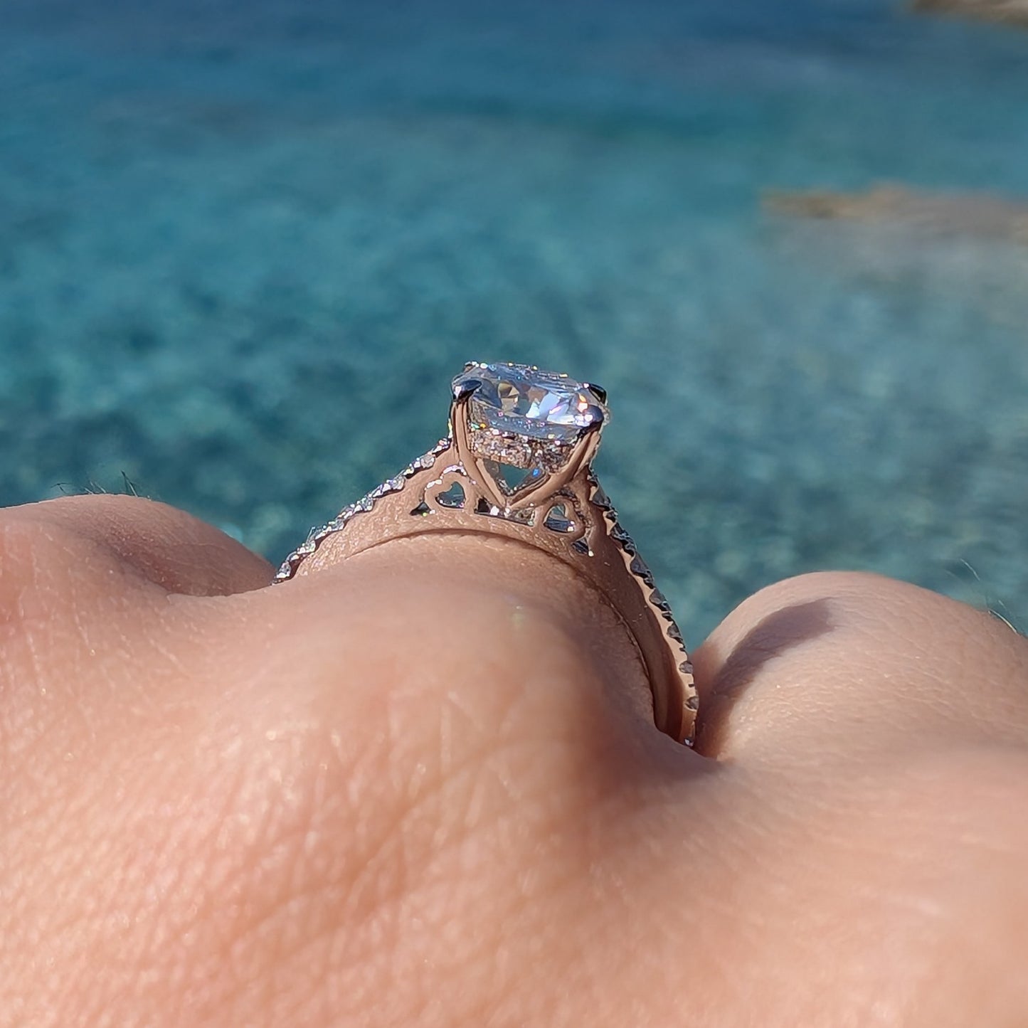 Cupid's Secret Petite — 1CT Round Brilliant Moissanite Ring | Hidden Heart Gallery