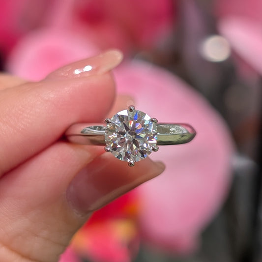The Bold Classic — 1.2CT Round Brilliant Moissanite Ring | Thick Band