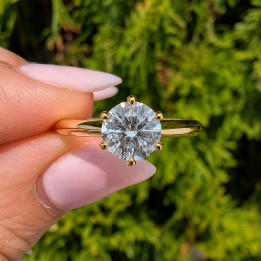 The Bold Classic Gold — 1CT Round Moissanite Solitaire Ring