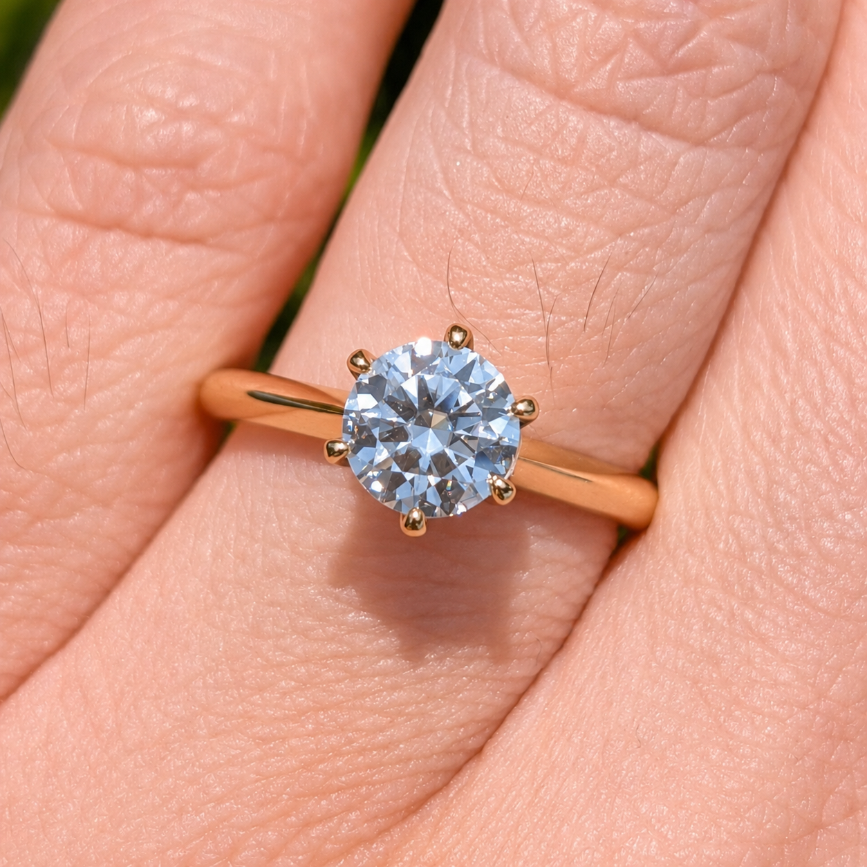 The Bold Classic Gold — 1CT Round Moissanite Solitaire Ring