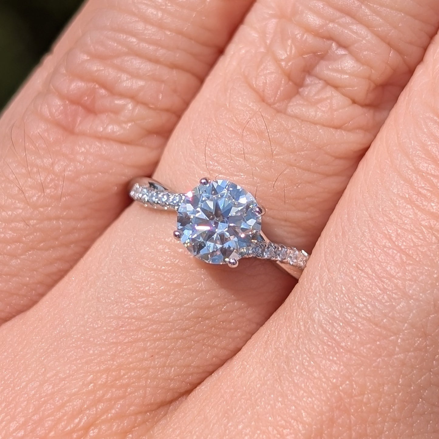 The Evermore — 1CT Round Brilliant Moissanite Ring | Twisted Pavé Band