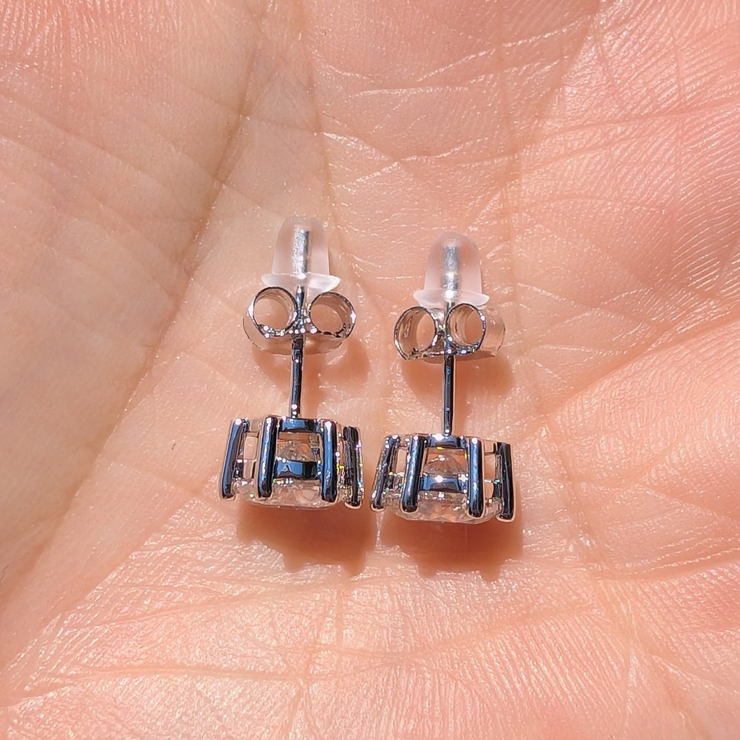 The Lumière Studs Silver — Round Brilliant Moissanite Stud Earrings