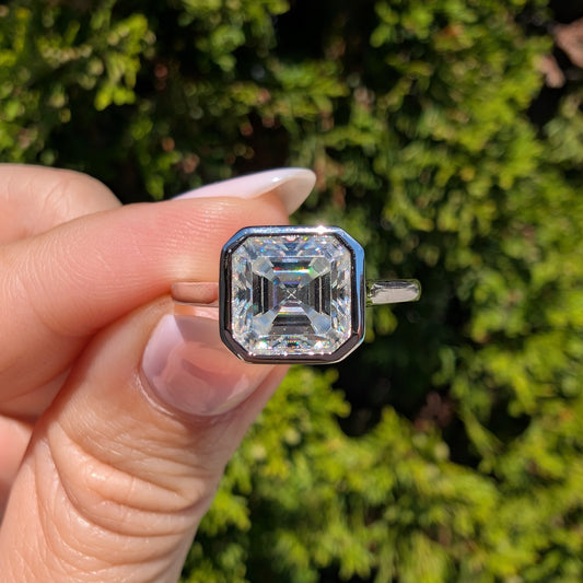 The Miroir Bezel Grande — 2.5CT Asscher Moissanite Ring | Bezel Setting