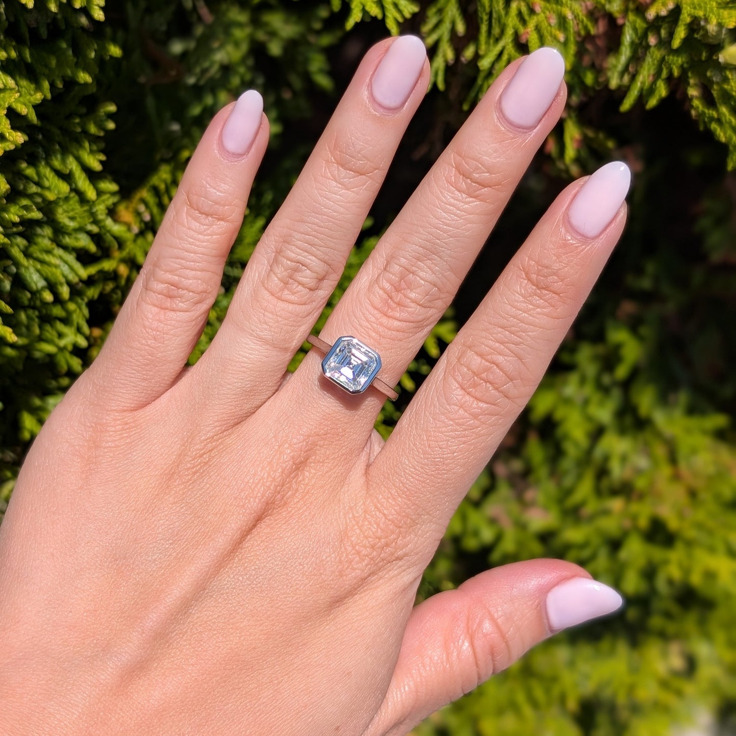 The Miroir Bezel Grande — 2.5CT Asscher Moissanite Ring | Bezel Setting