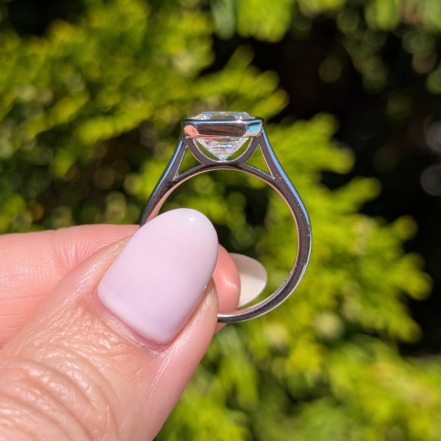 The Miroir Bezel Grande — 2.5CT Asscher Moissanite Ring | Bezel Setting
