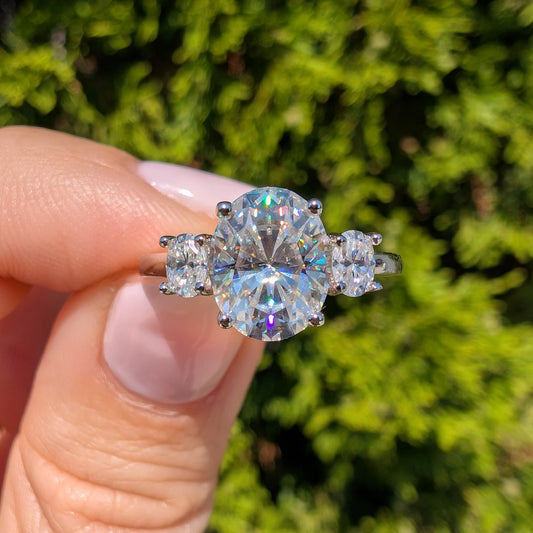 Forever Trio Oval — 2.6CT Total Weight Oval Moissanite Three-Stone Ring