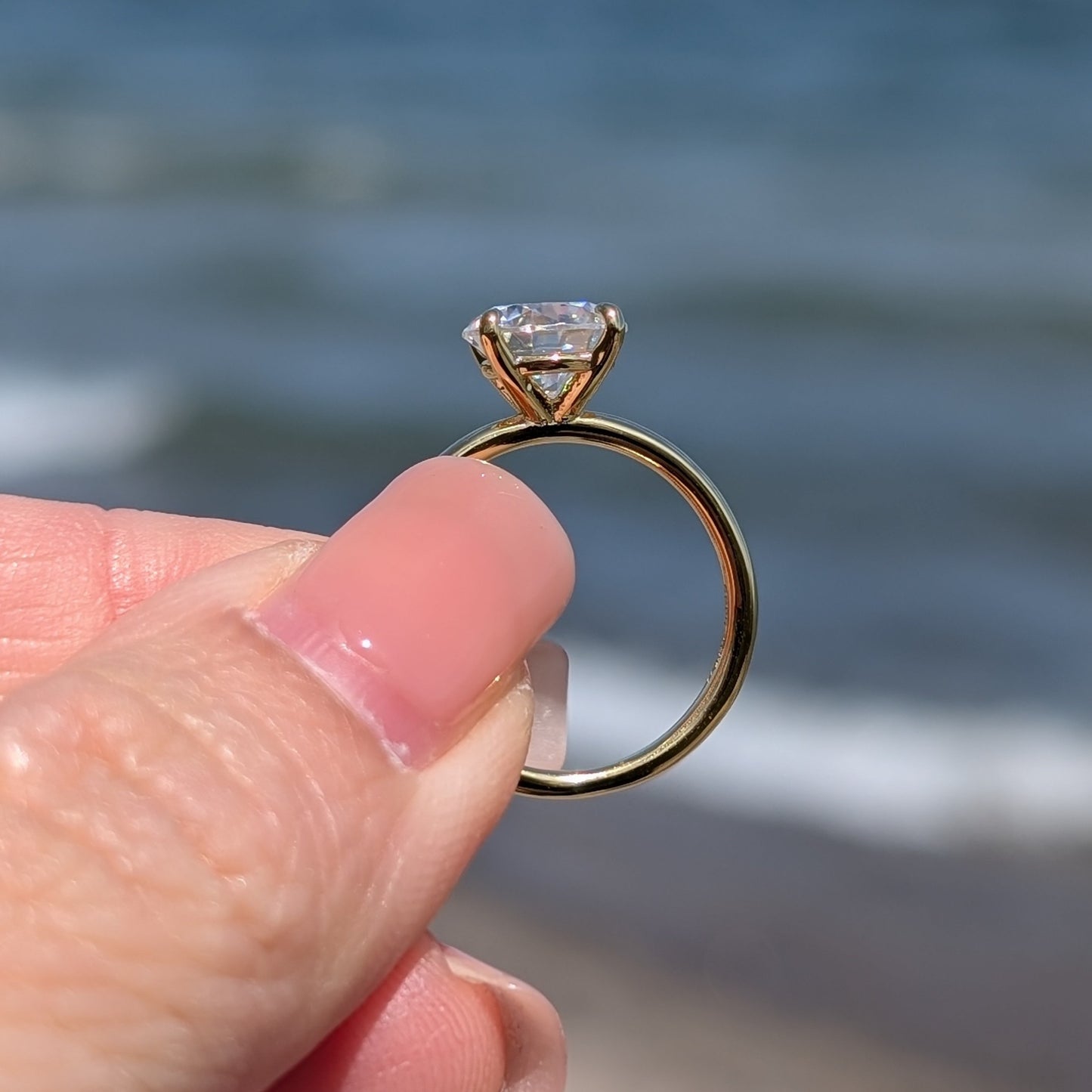 Golden Hour Solitaire — 2CT Round Brilliant Moissanite Ring | 14K Gold-Plated