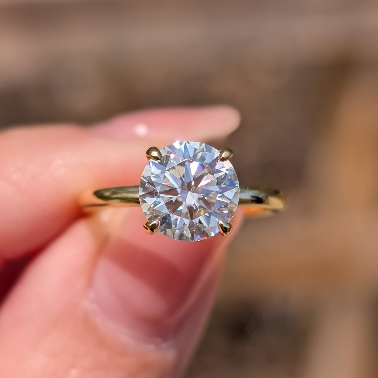 Golden Hour Solitaire — 2CT Round Brilliant Moissanite Ring | 14K Gold-Plated