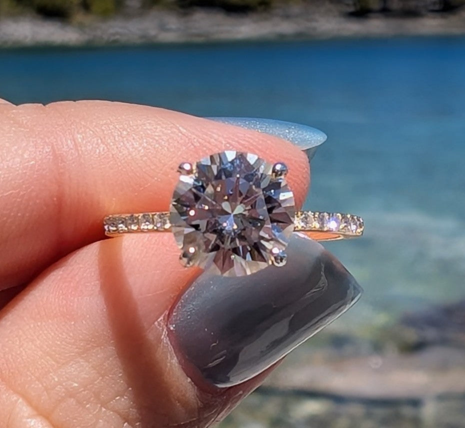 Golden Hour — 2CT Round Brilliant Moissanite Ring | Pavé Band | 14K Gold-Plated