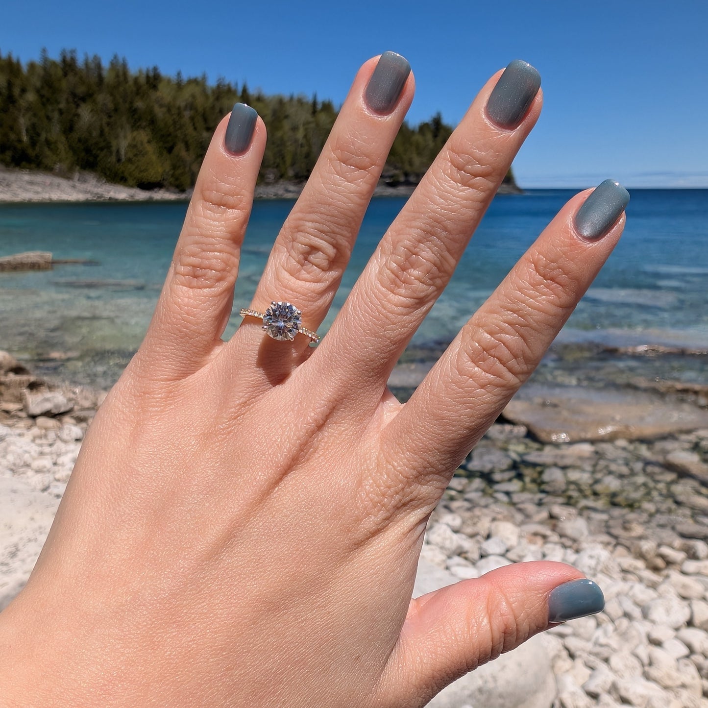 Golden Hour — 2CT Round Brilliant Moissanite Ring | Pavé Band | 14K Gold-Plated