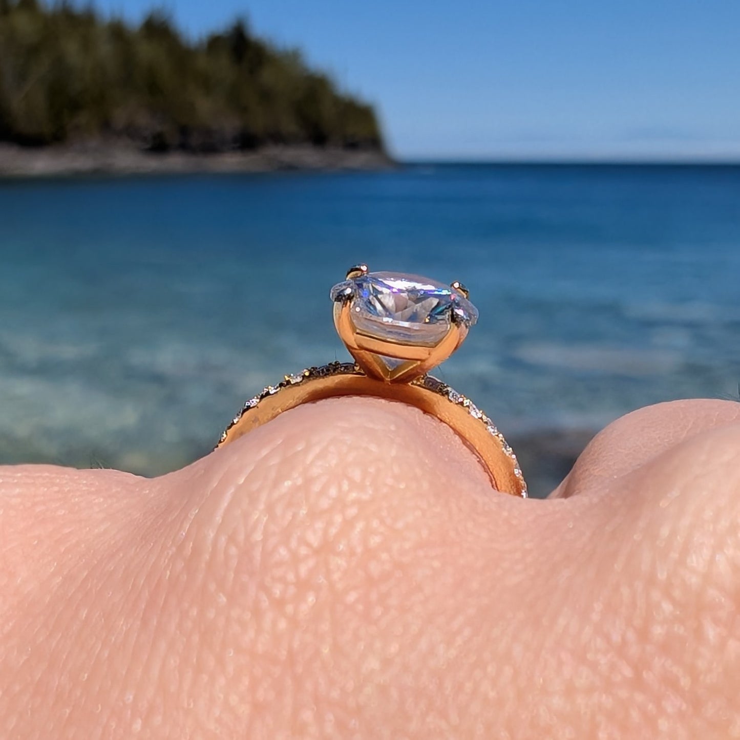 Golden Hour — 2CT Round Brilliant Moissanite Ring | Pavé Band | 14K Gold-Plated
