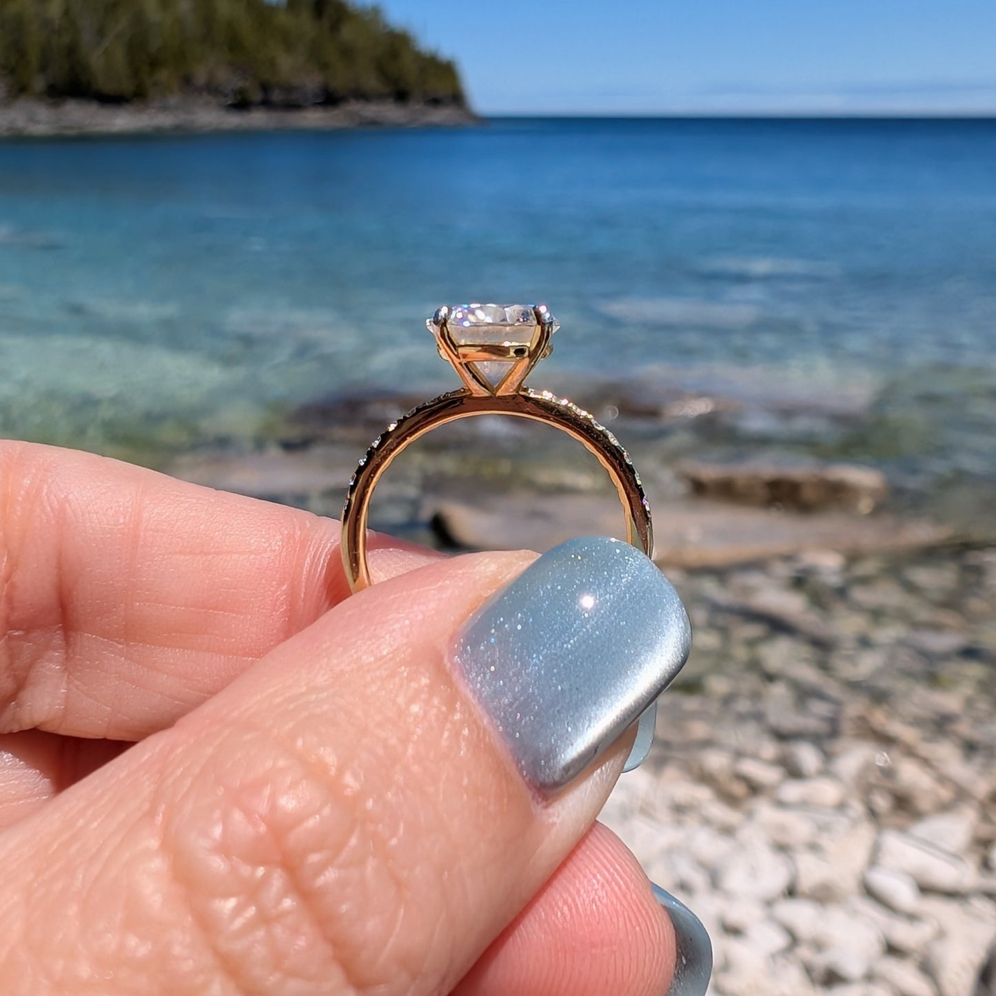 Golden Hour — 2CT Round Brilliant Moissanite Ring | Pavé Band | 14K Gold-Plated