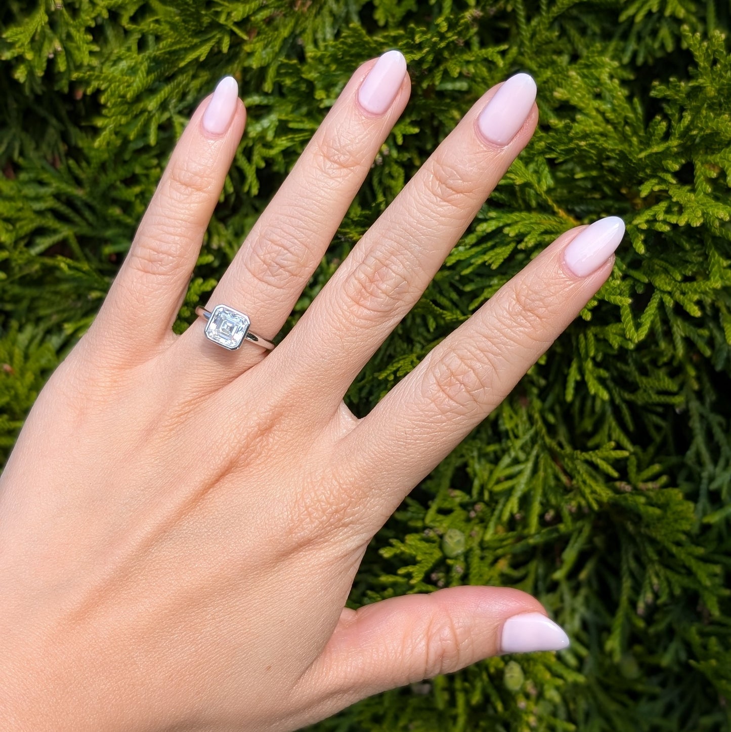 The Miroir Bezel — 2CT Asscher Moissanite Ring with Bezel Setting