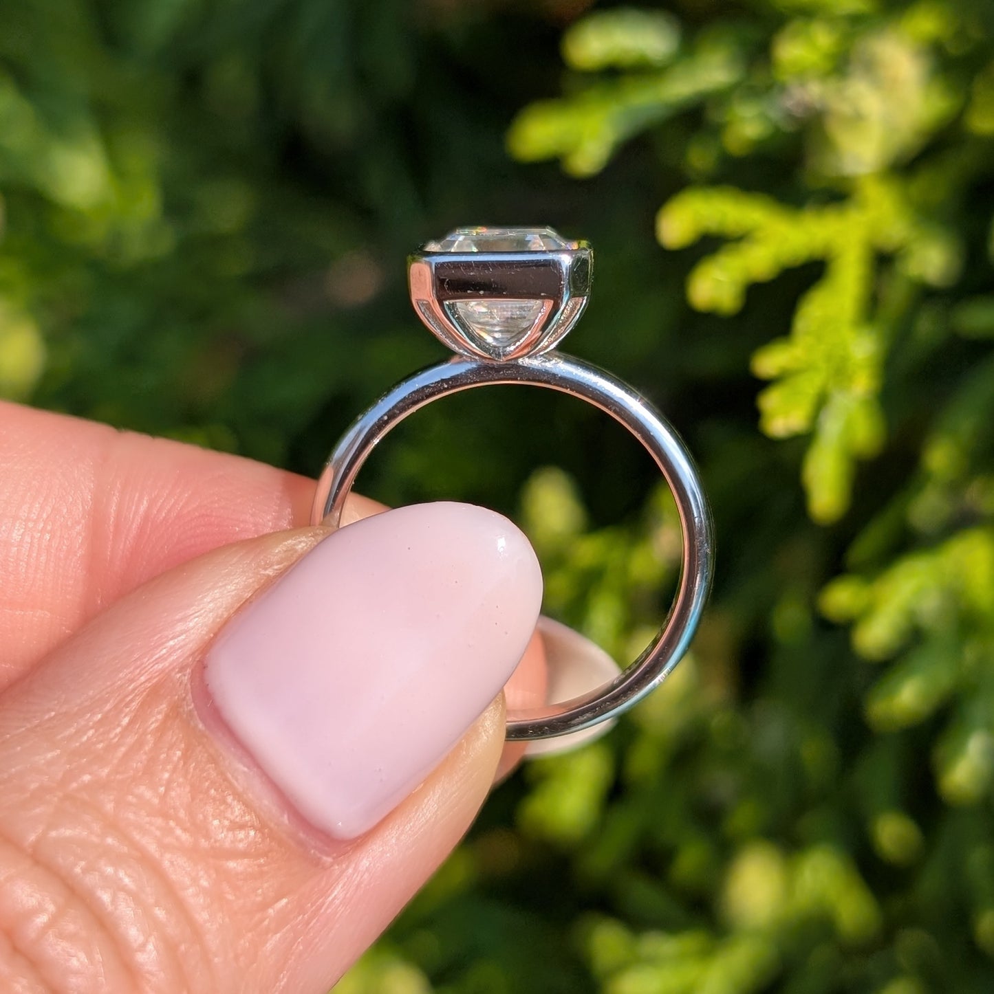 The Miroir Bezel — 2CT Asscher Moissanite Ring with Bezel Setting