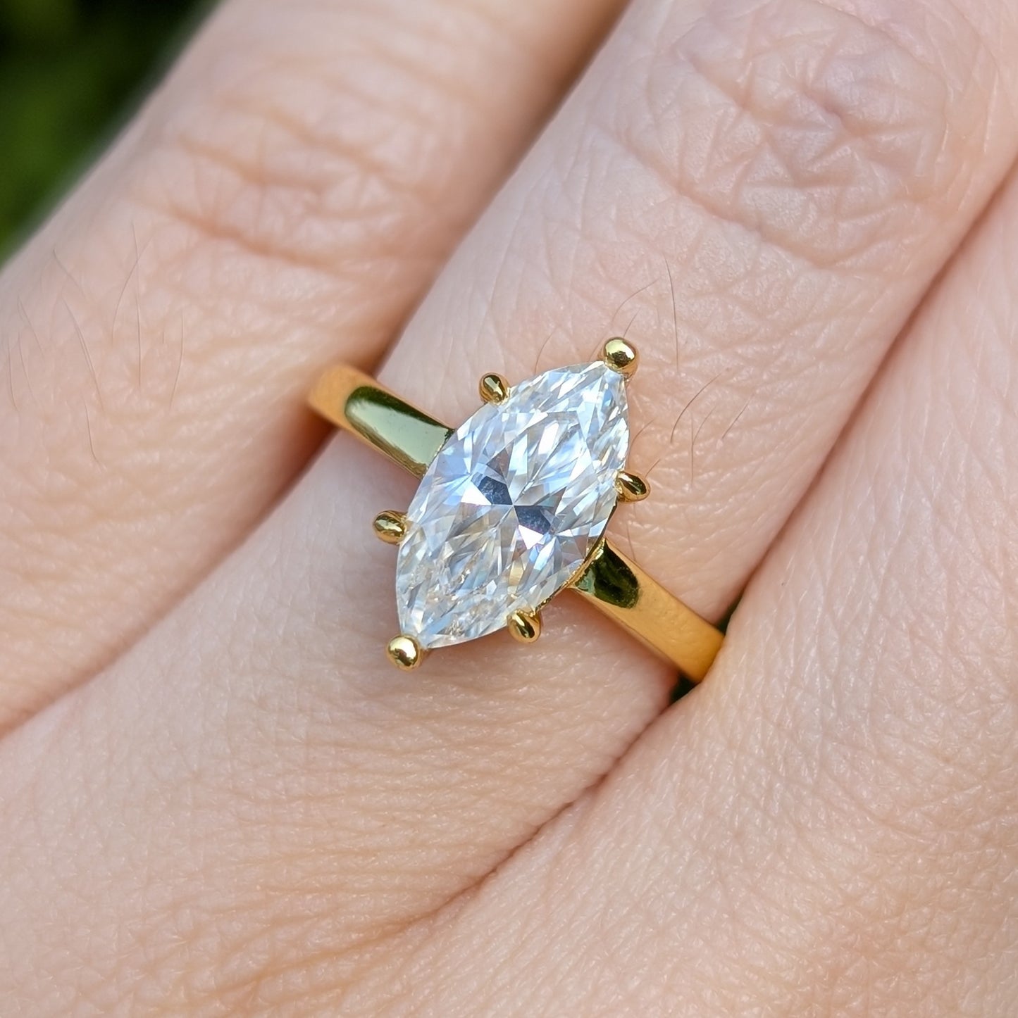 The Empress Gold — 2CT Marquise Moissanite Ring | 14K Gold-Plated