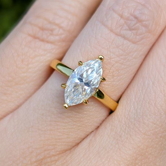 The Empress Gold — 2CT Marquise Moissanite Ring | 14K Gold-Plated