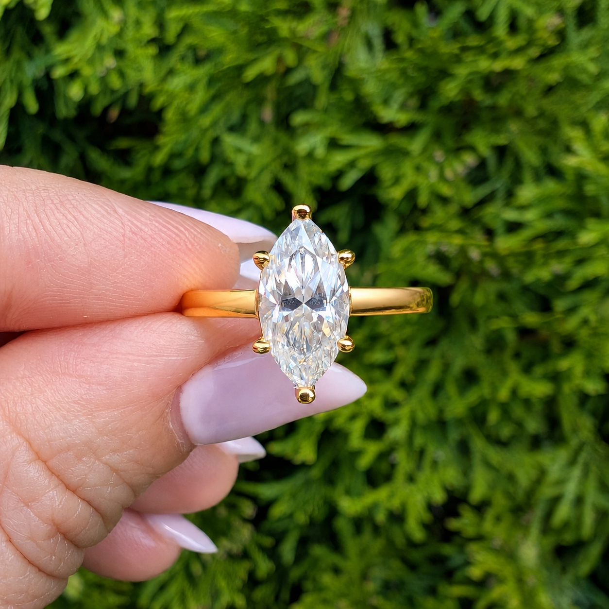 The Empress Gold — 2CT Marquise Moissanite Ring | 14K Gold-Plated