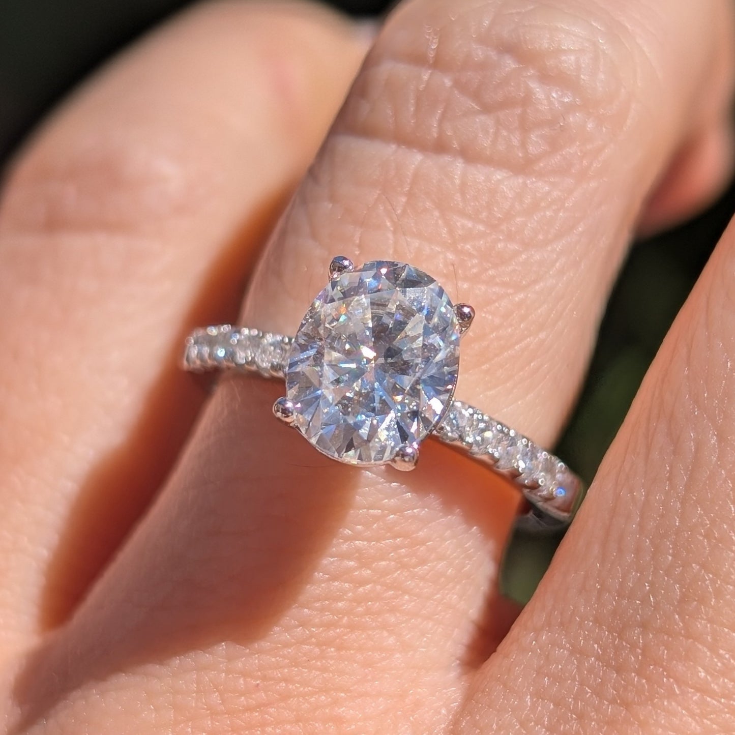 The Aurora — 2CT Oval Cut Moissanite Ring | Pavé Band