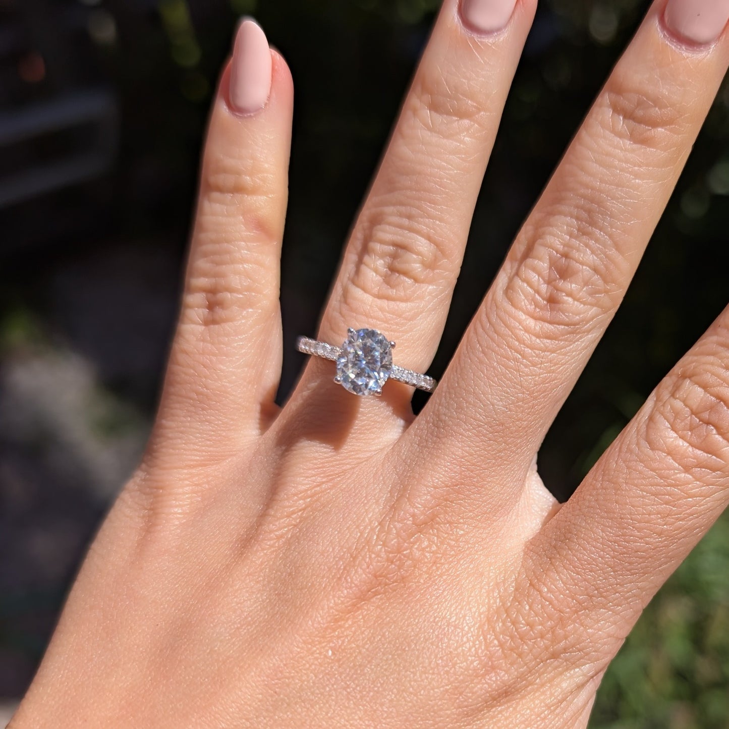 The Aurora — 2CT Oval Cut Moissanite Ring | Pavé Band