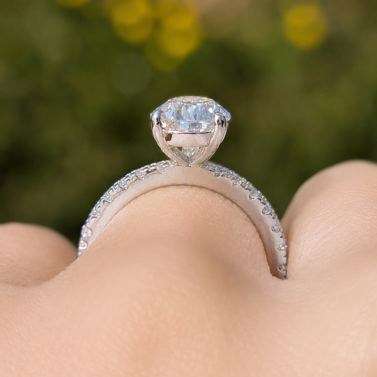 The Beloved Pavé — 2CT Pear Moissanite Ring | Pavé Band