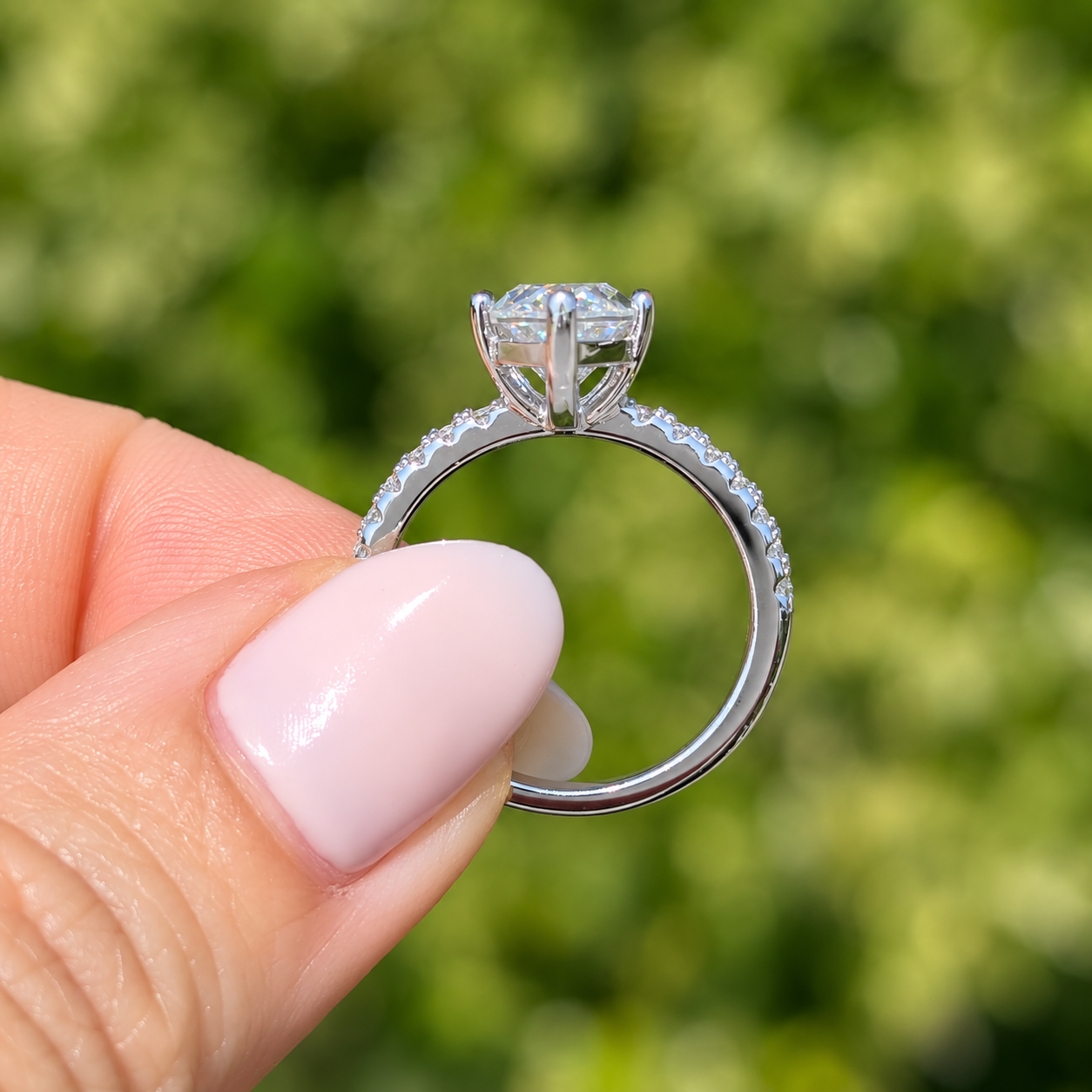 The Beloved Pavé — 2CT Pear Moissanite Ring | Pavé Band