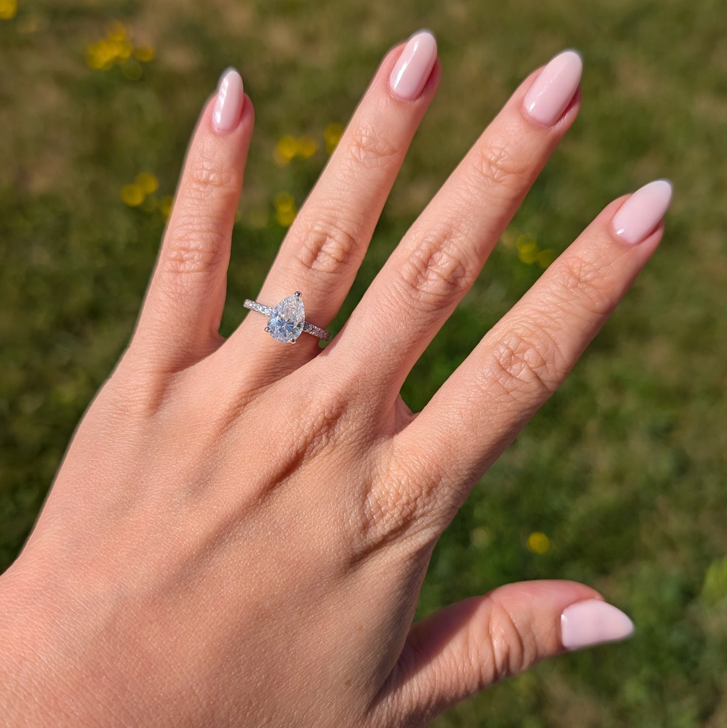 The Beloved Pavé — 2CT Pear Moissanite Ring | Pavé Band