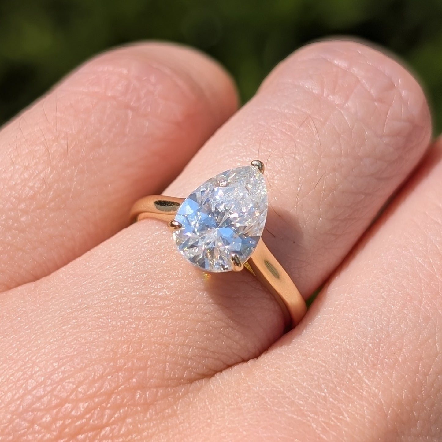 The Beloved Gold — 2CT Pear Cut Moissanite Solitaire Ring | 14K Gold-Plated Band