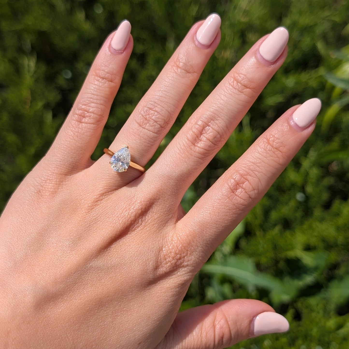 The Beloved Gold — 2CT Pear Cut Moissanite Solitaire Ring | 14K Gold-Plated Band