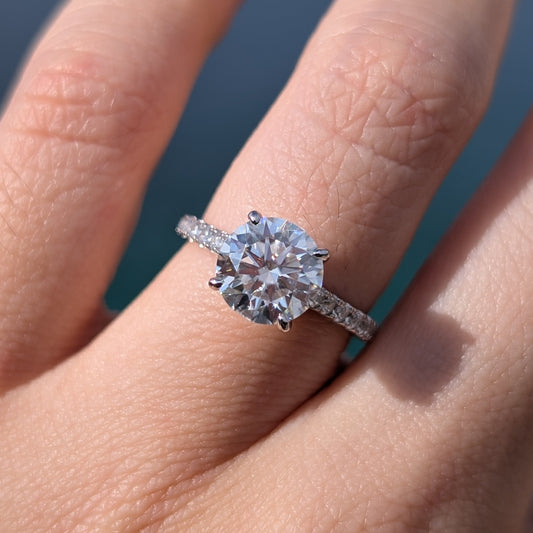 Cupid's Secret — 2CT Round Brilliant Moissanite Ring | Hidden Heart Gallery