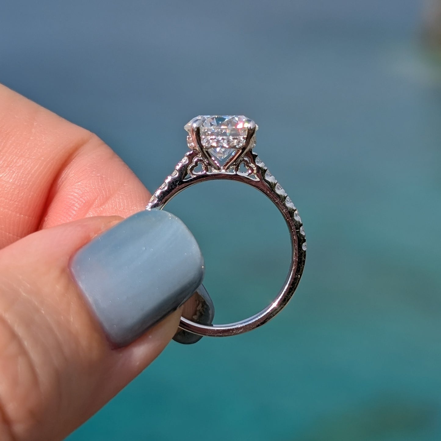 Cupid's Secret — 2CT Round Brilliant Moissanite Ring | Hidden Heart Gallery