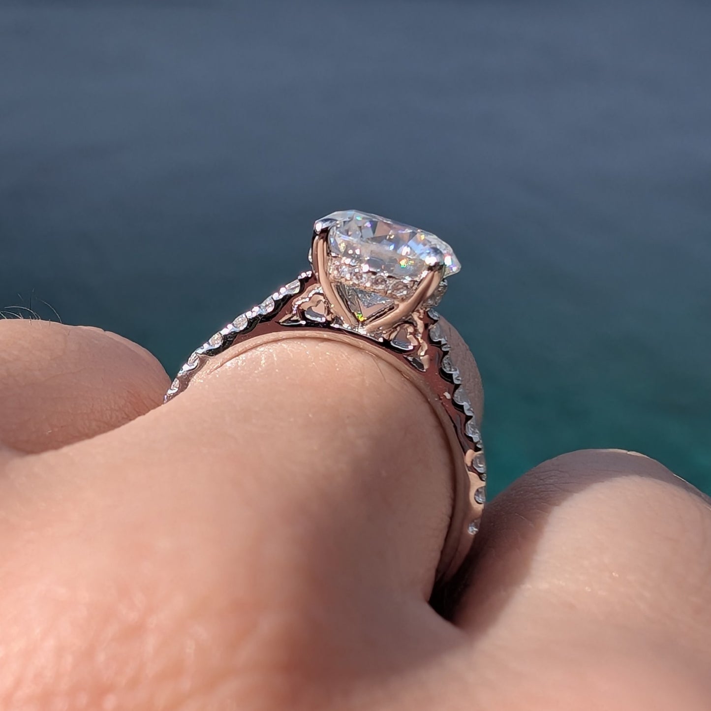 Cupid's Secret — 2CT Round Brilliant Moissanite Ring | Hidden Heart Gallery