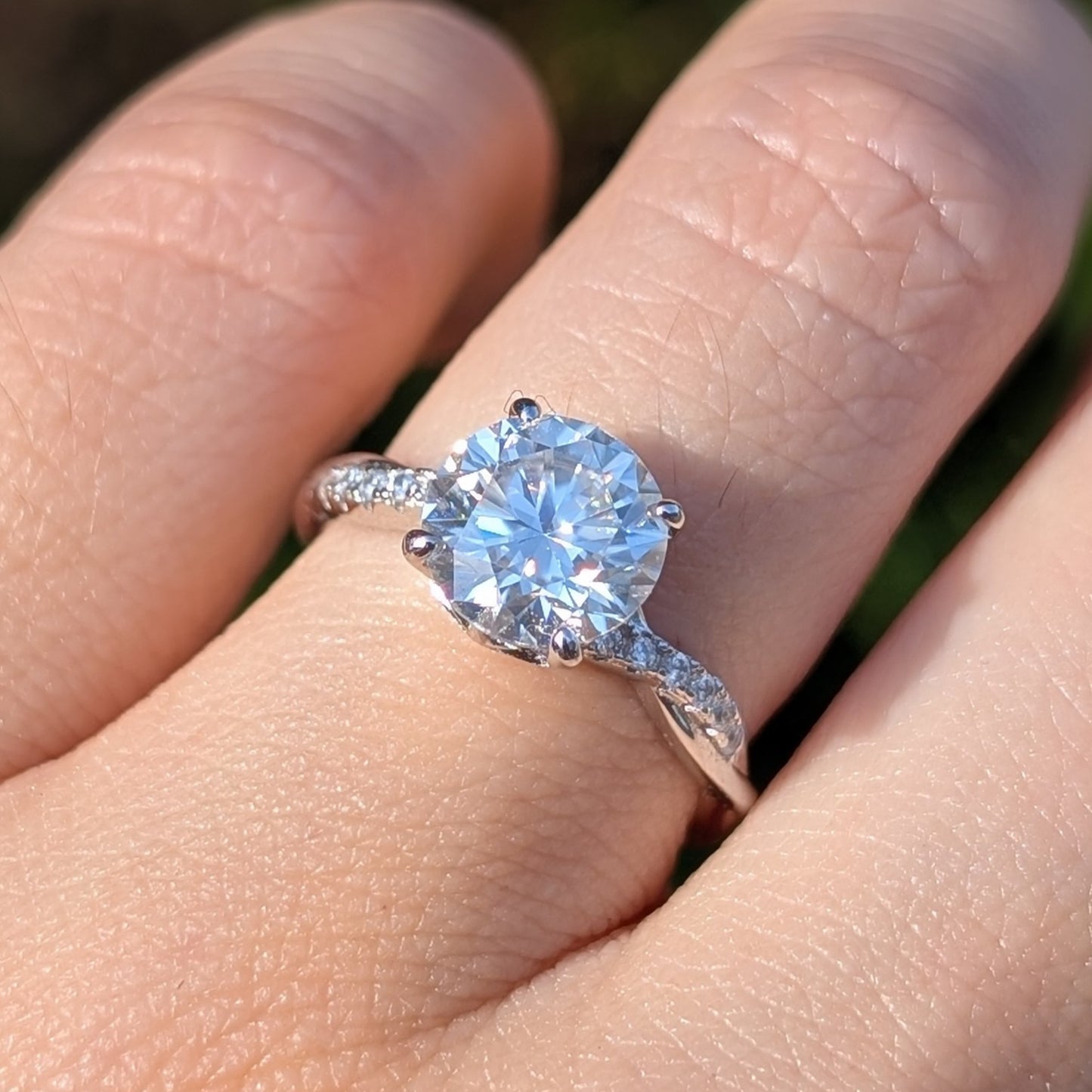 The Evermore Grande — 2CT Round Brilliant Moissanite Ring | Twisted Pavé Band