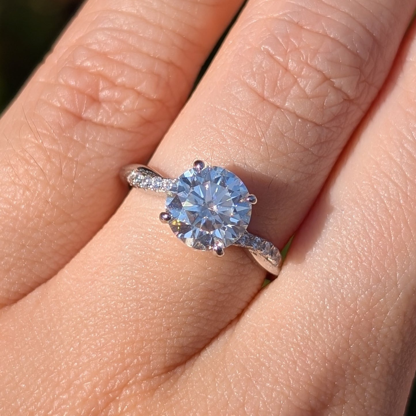 The Evermore Grande — 2CT Round Brilliant Moissanite Ring | Twisted Pavé Band