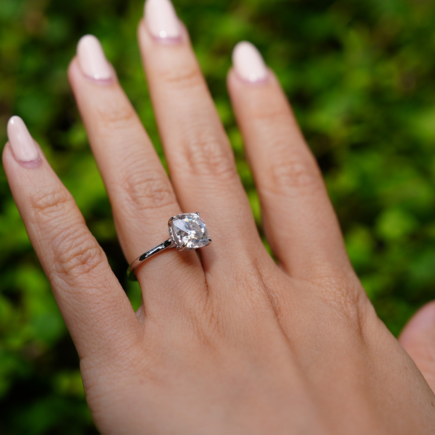 The Sovereign Grande — 3.5CT Cushion Cut Moissanite Ring with Hidden Halo