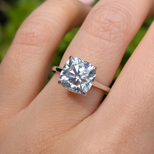The Sovereign Grande — 3.5CT Cushion Cut Moissanite Ring with Hidden Halo