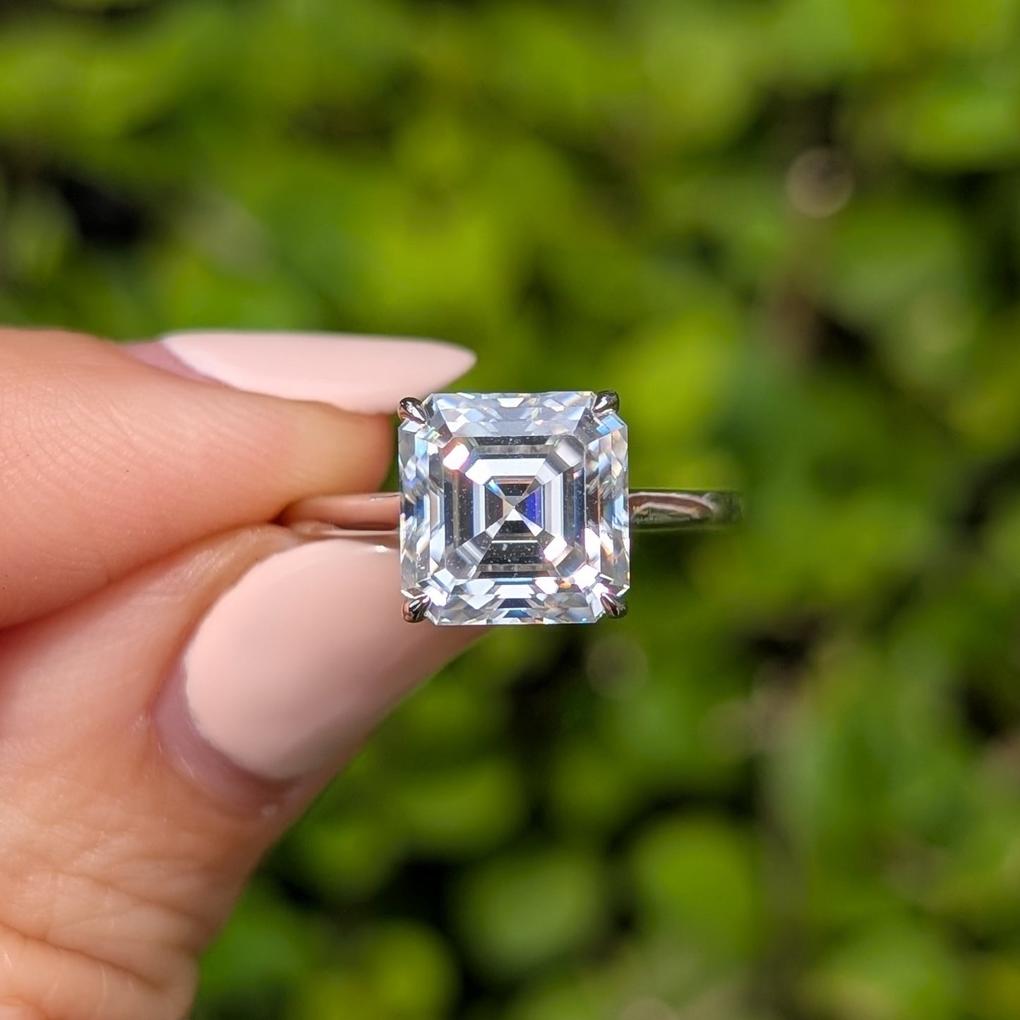 The Miroir — 3CT Asscher Cut Moissanite Ring | Hidden Halo