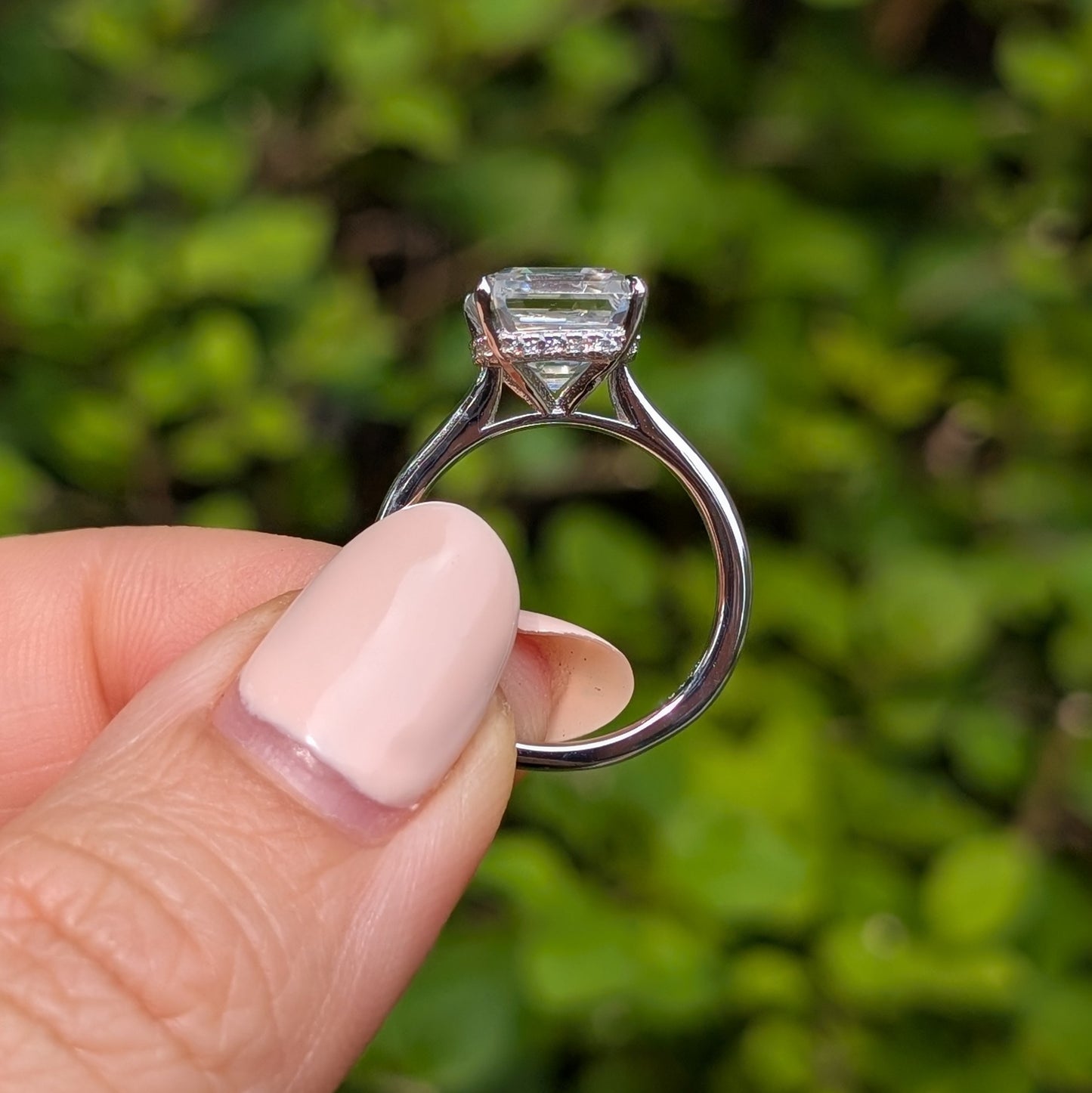 The Miroir — 3CT Asscher Cut Moissanite Ring | Hidden Halo