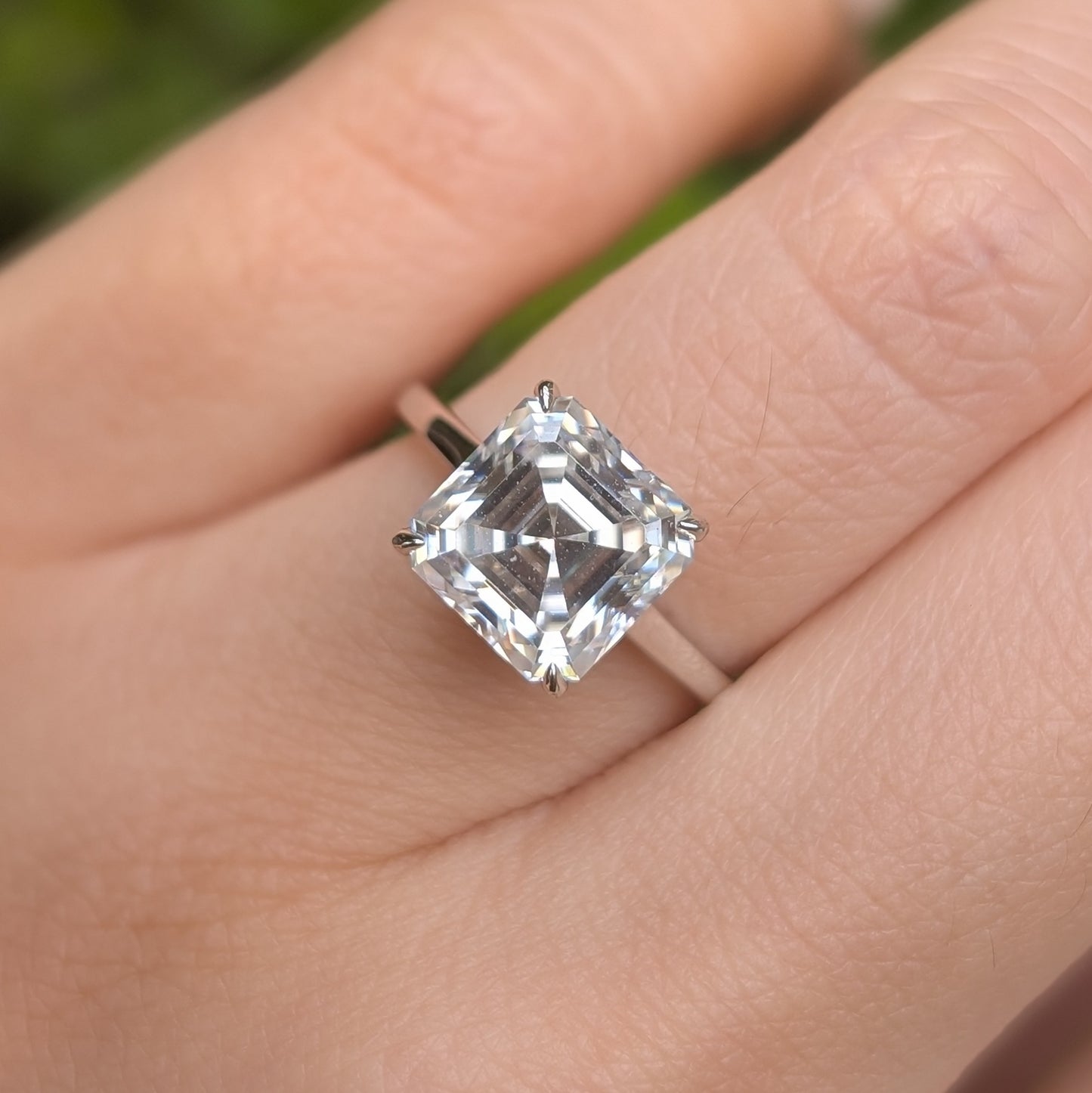 The Miroir — 3CT Asscher Cut Moissanite Ring | Hidden Halo