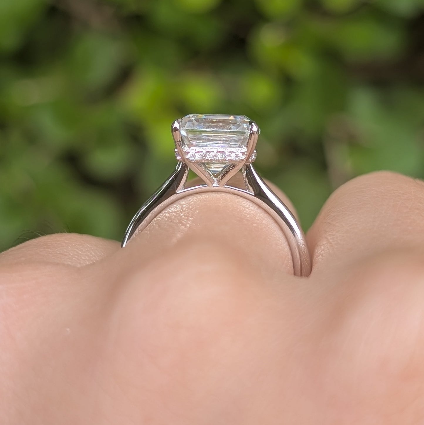 The Miroir — 3CT Asscher Cut Moissanite Ring | Hidden Halo