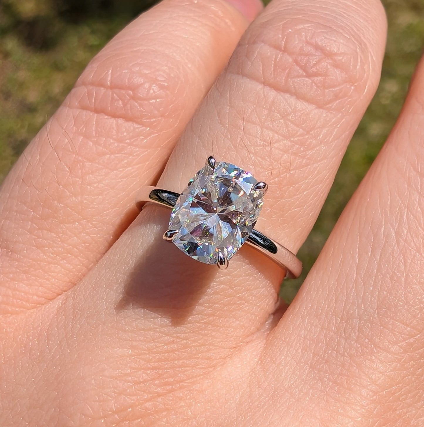 The Sovereign Allongée — 3CT Elongated Cushion Cut Moissanite Ring