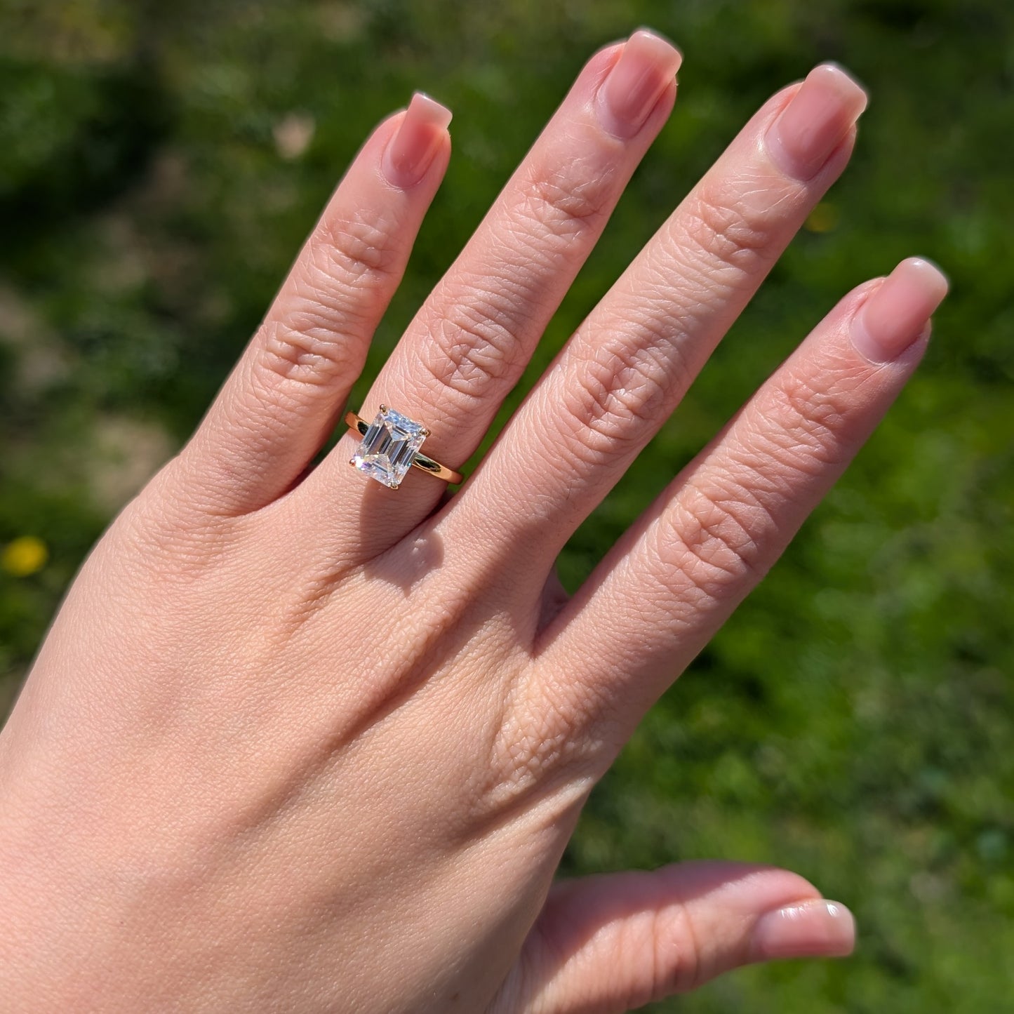 The Gatsby Gold — 3CT Emerald Cut Moissanite Ring | 14K Gold-Plated