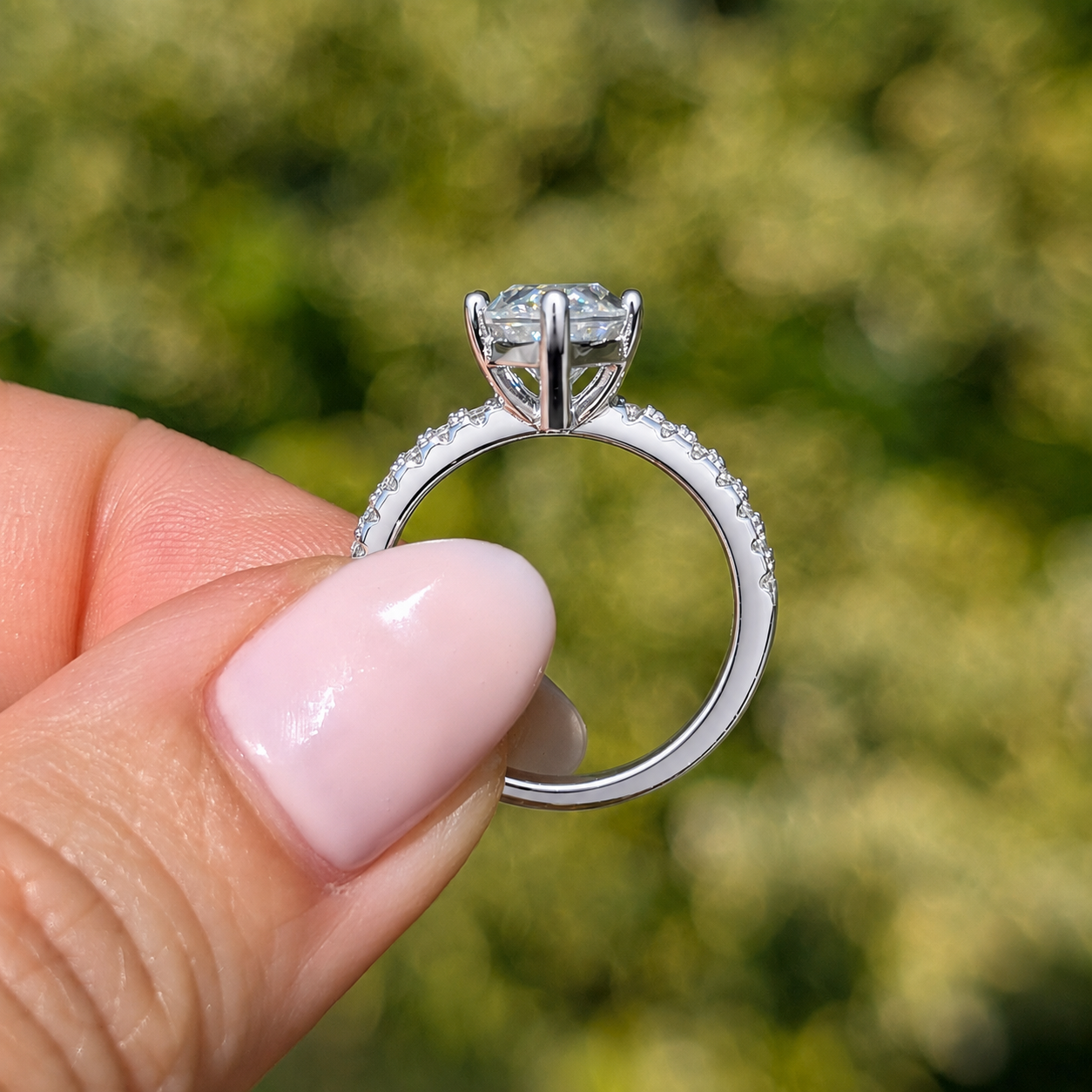 The Empress Pavé — 3CT Marquise Moissanite Ring with Pavé Band
